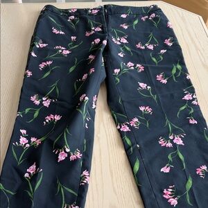 H&M Black Pants with Pink Floral Design